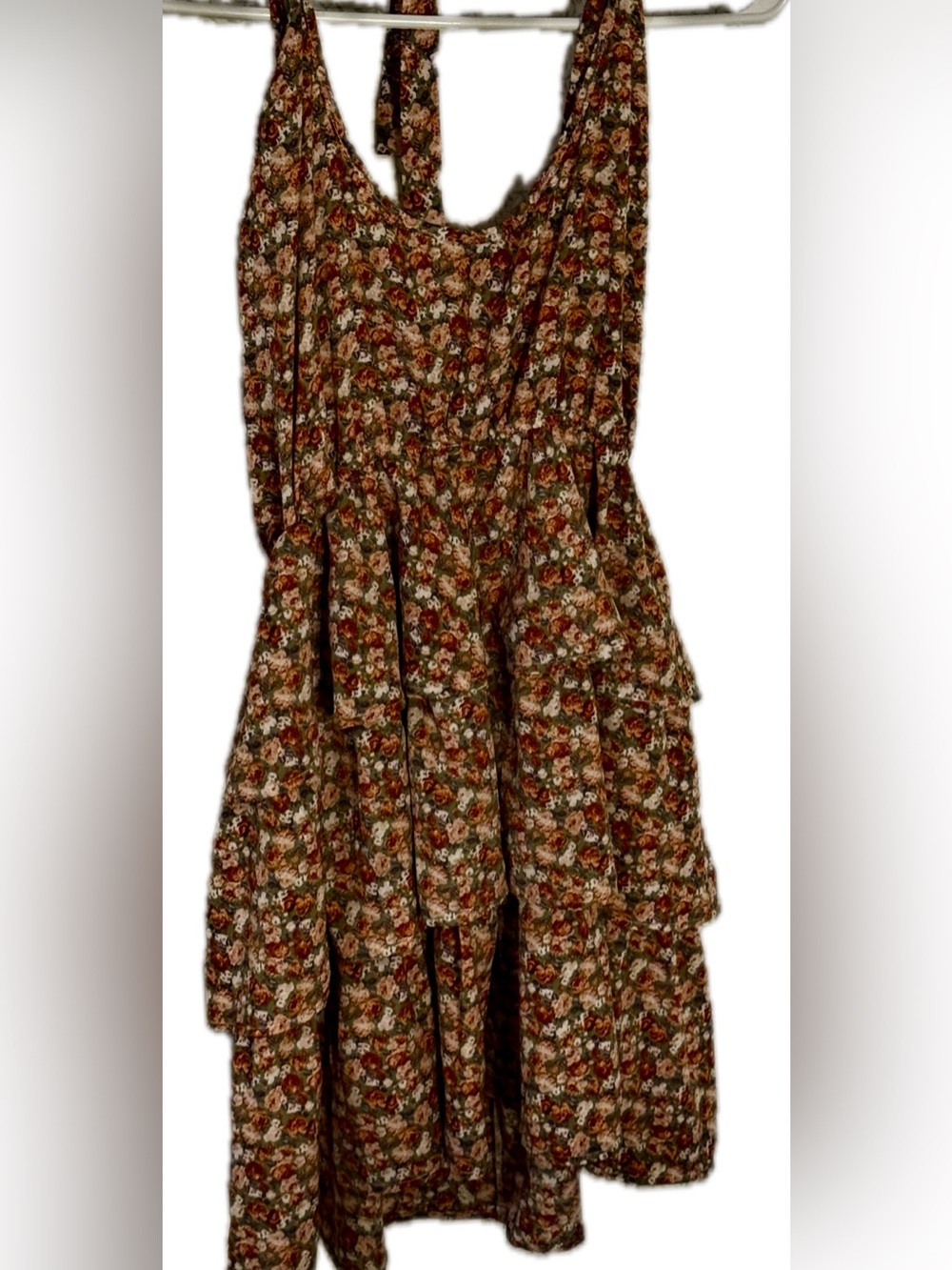 PrettyGarden Floral Tiered Halter Dress Small